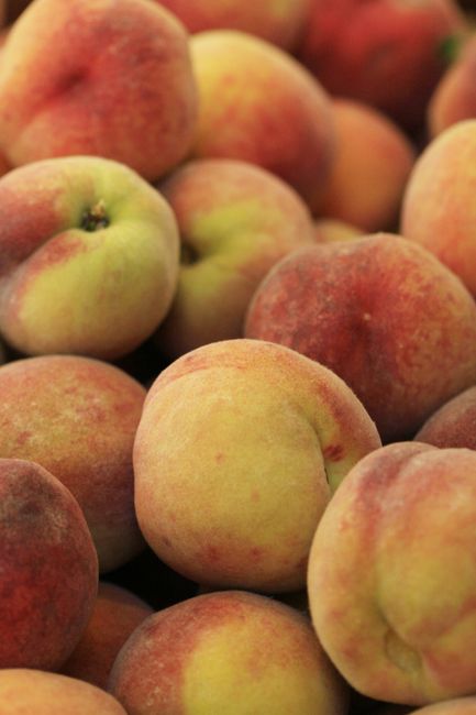 Close-up of ripe peaches submerged in water with air bubbles, highlighting freshness and vibrant color.